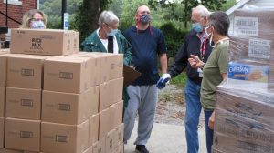 Receiving food at the pantry